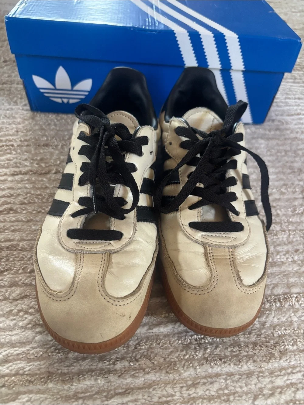 Adidas|  Samba Black and cream w golden logo  Insole Sneakers black shoe laces.